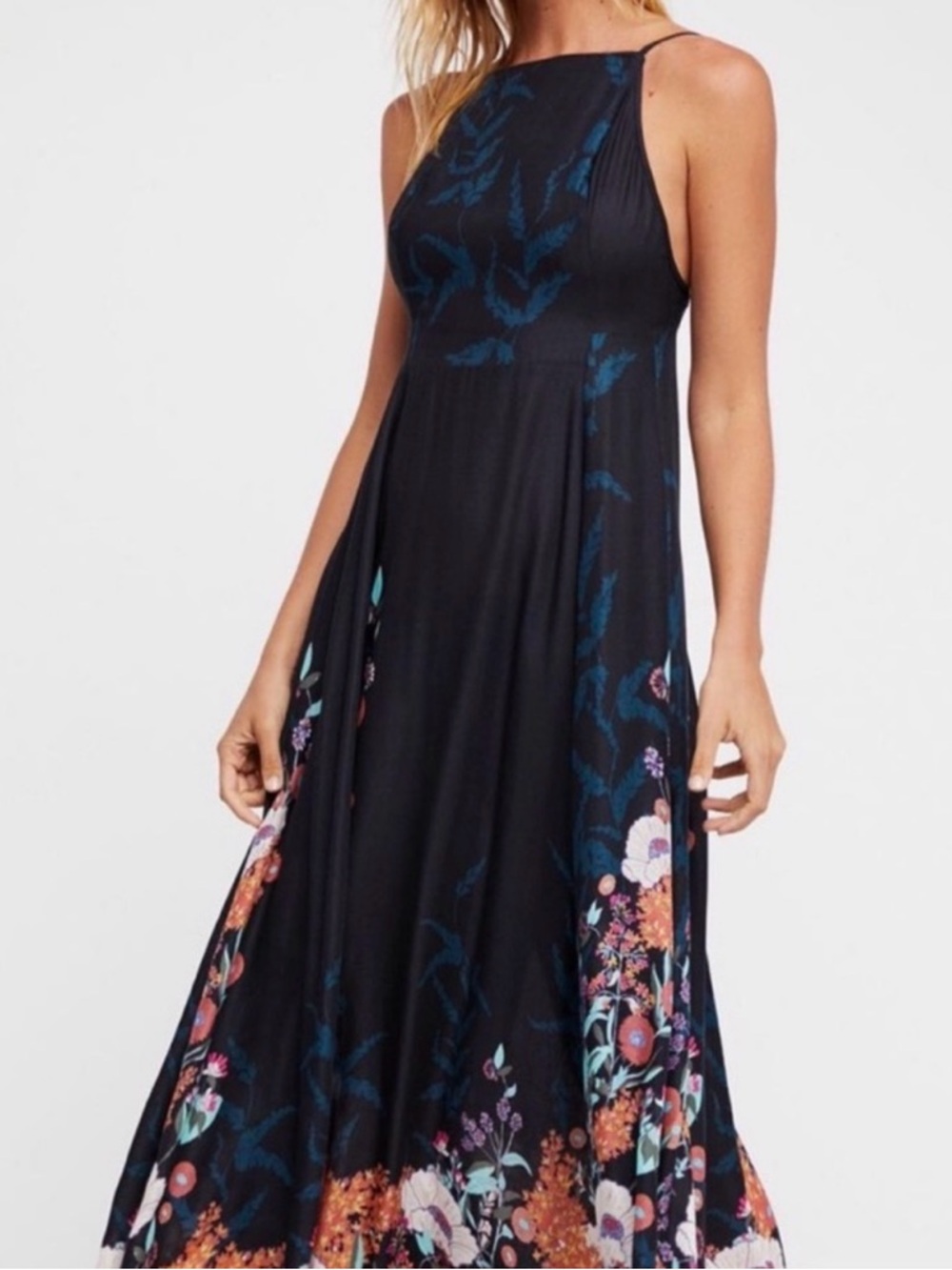 Free People Black Floral Halter Maxi Dress - Women's